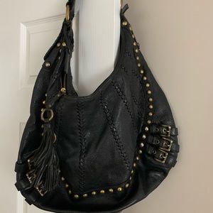 Isabella Foire Black Leather Hobo Bag